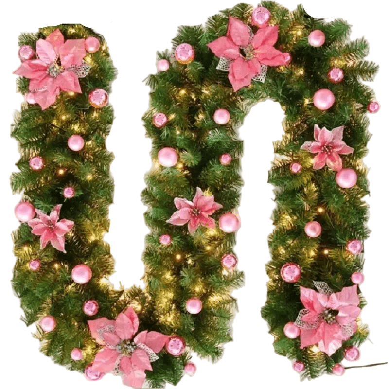 Skorter | LumiRotan Christmas Garland – Illuminated Rattan Garland with Warm LEDs for Festive Decoration