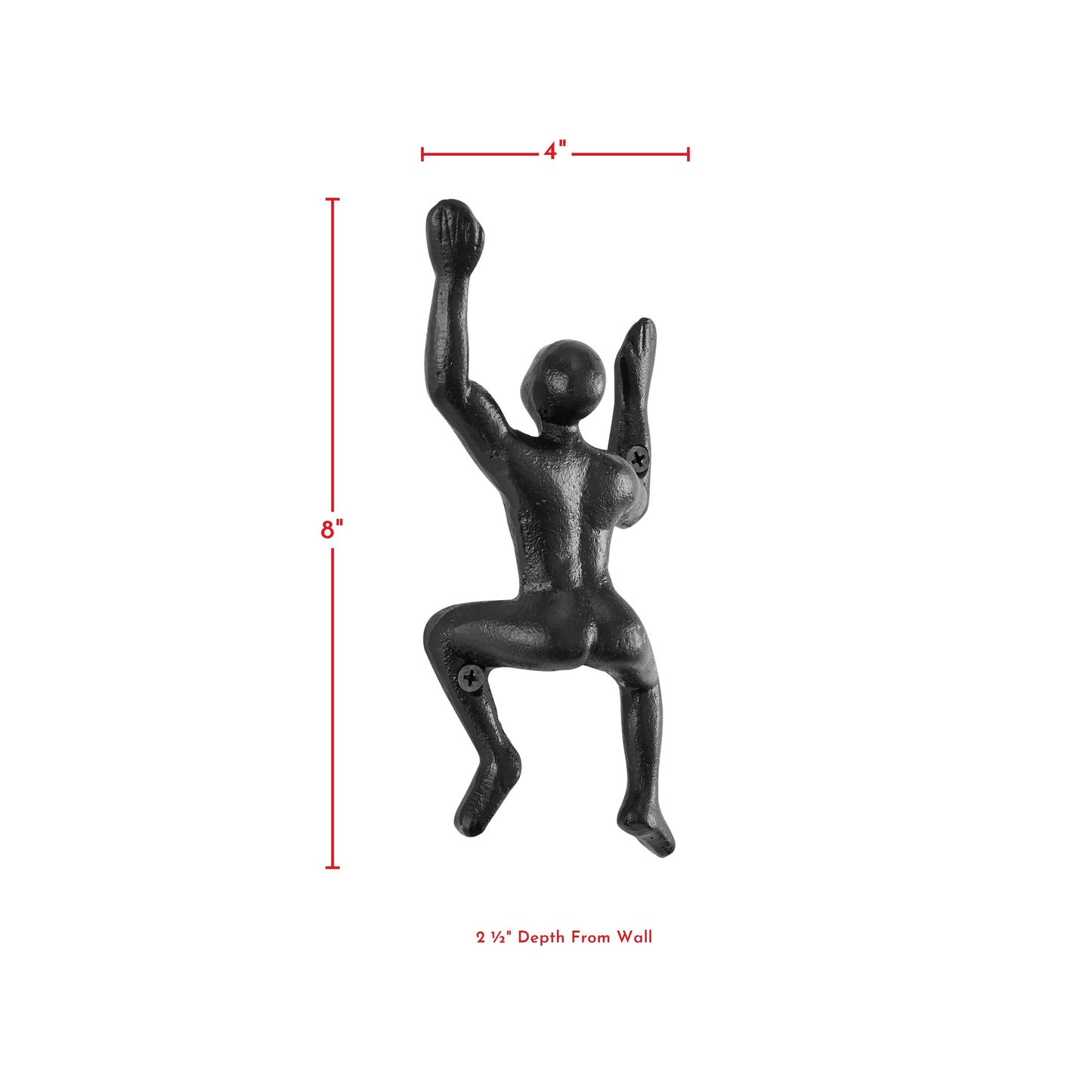 Skorter | "Wall Climber" Cast Iron Decorative Black Wall Mount Hooks (Set of 2)