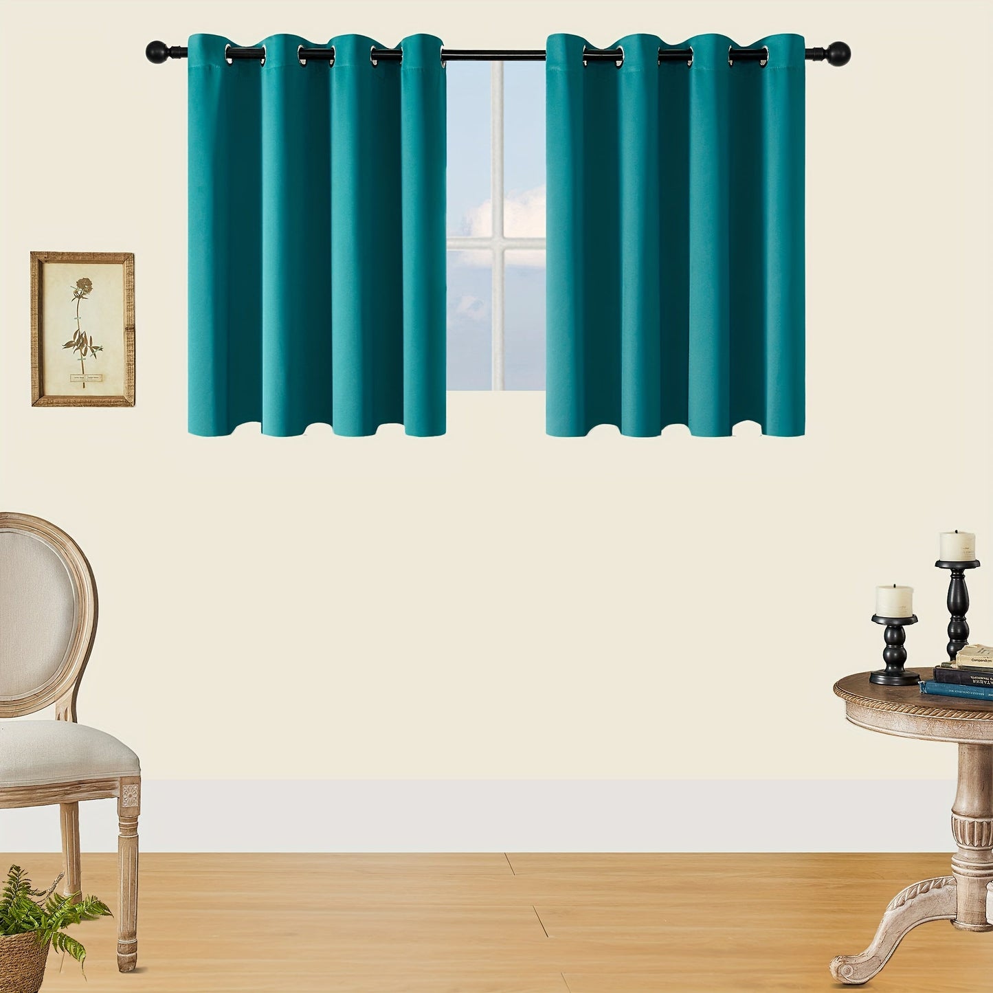 Skorter | Blackout Curtains - 2 Pieces Modern Polyester Curtains with Thermal Insulation and Rings