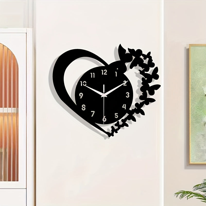 Skorter | Silent Heart-Shaped Acrylic Wall Clock - Frameless Love Design for Living Room, Bedroom & Office