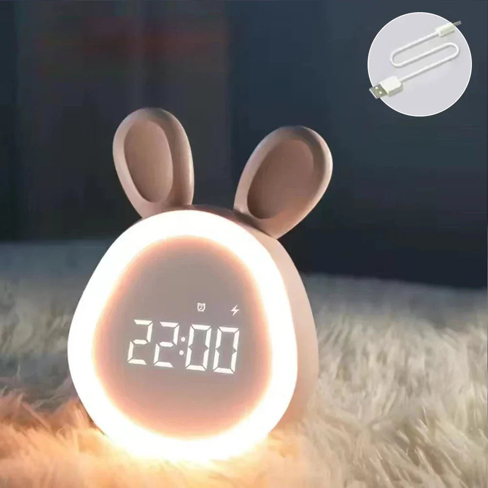Skorter | GlowBunny – Cute Kids Alarm Clock with Night Light & Adjustable Brightness