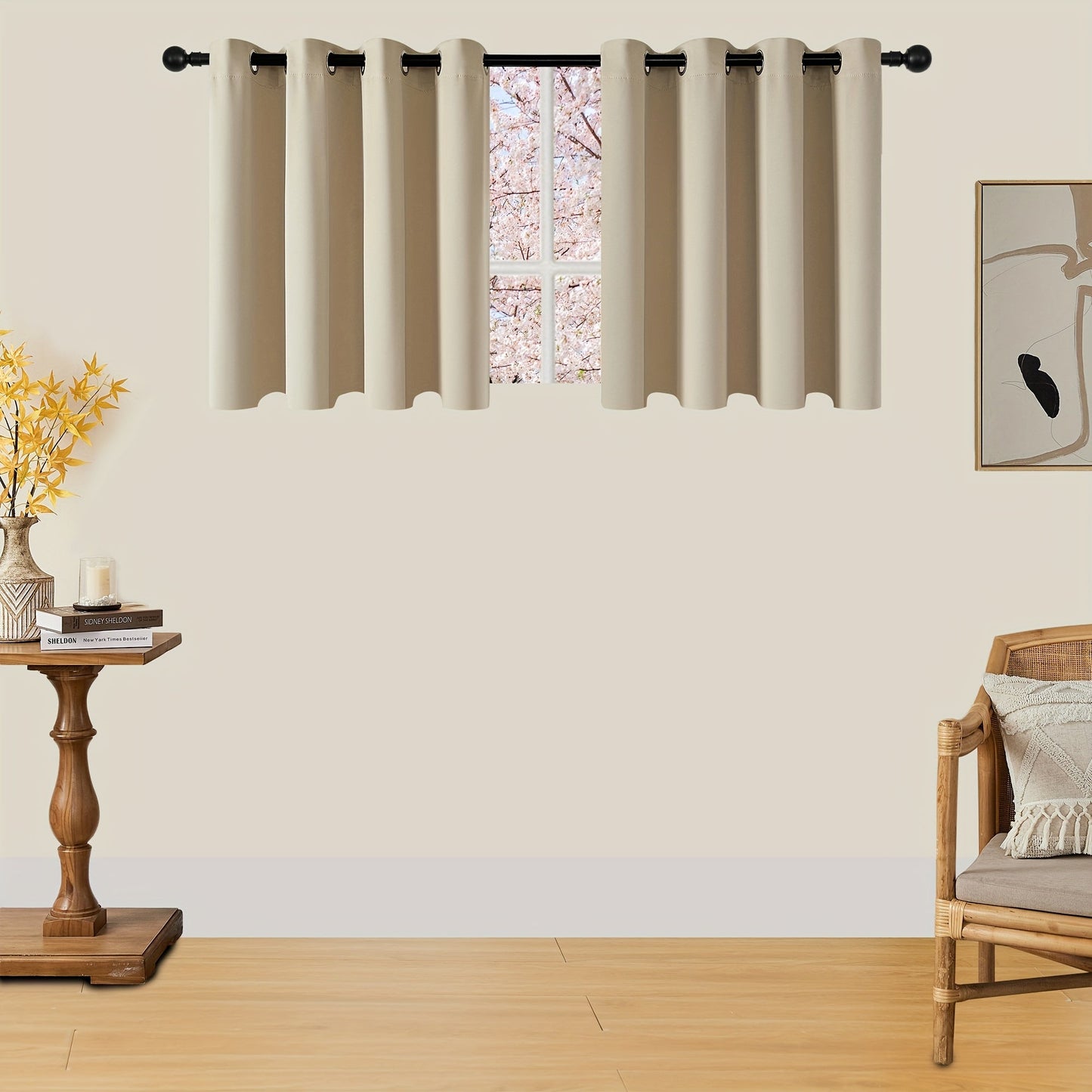 Skorter | Blackout Curtains - 2 Pieces Modern Polyester Curtains with Thermal Insulation and Rings
