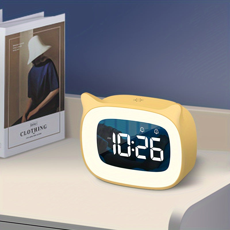 Skorter | KittyGlow - Cute Cat Ear Alarm Clock with Night Light