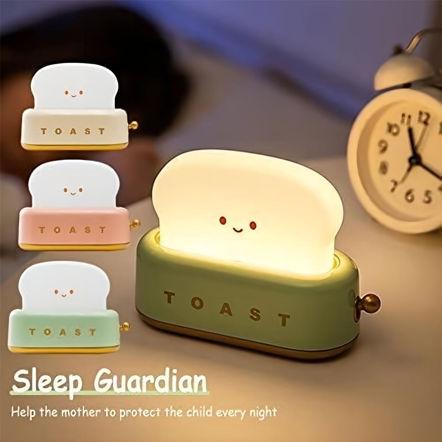 Skorter | LumiToast - Sweet USB Rechargeable LED Toaster Table Lamp, 3000K Warm Light