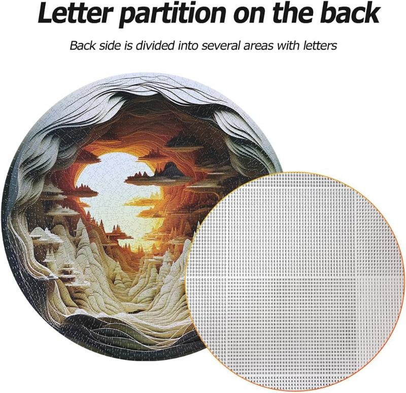 Skørter | 3D Visual Dawn Inside a Cave - 1000 Pieces Round Puzzle