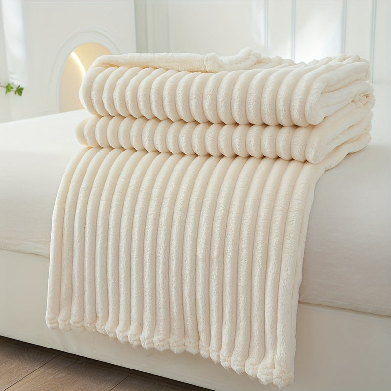 Skorter | Thick Striped Plush Rug - Soft and Skin-Friendly Sofa Blanket, Multifunctional Nap Rug