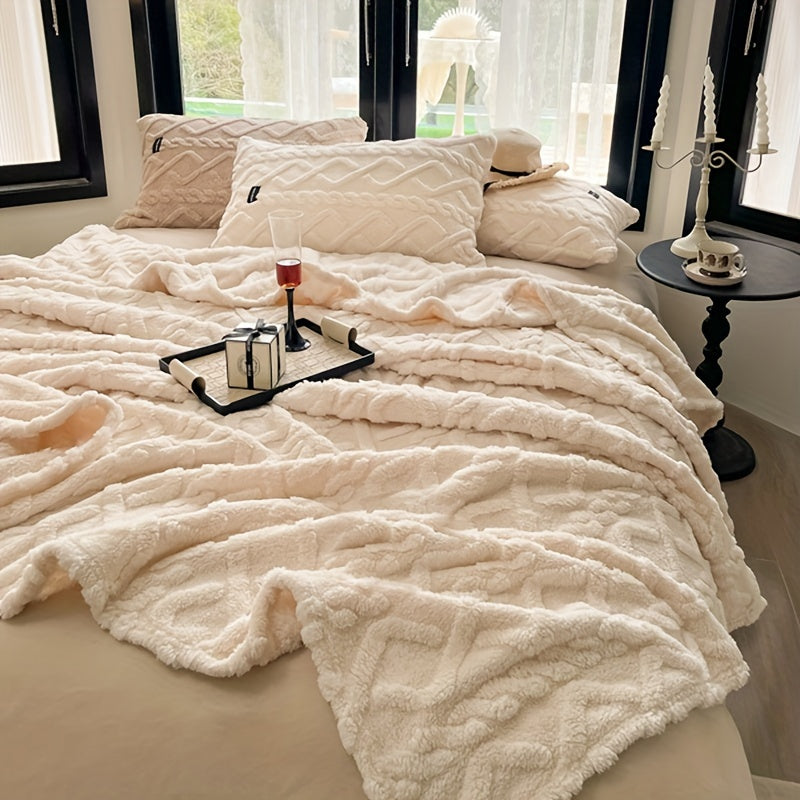 Skorter | 1 Piece Simple Layer Taffeta Blanket - Thin Multifunctional Bed Cover, Warm Garment for Bedroom and Living Room, Beige, All-Season Blanket