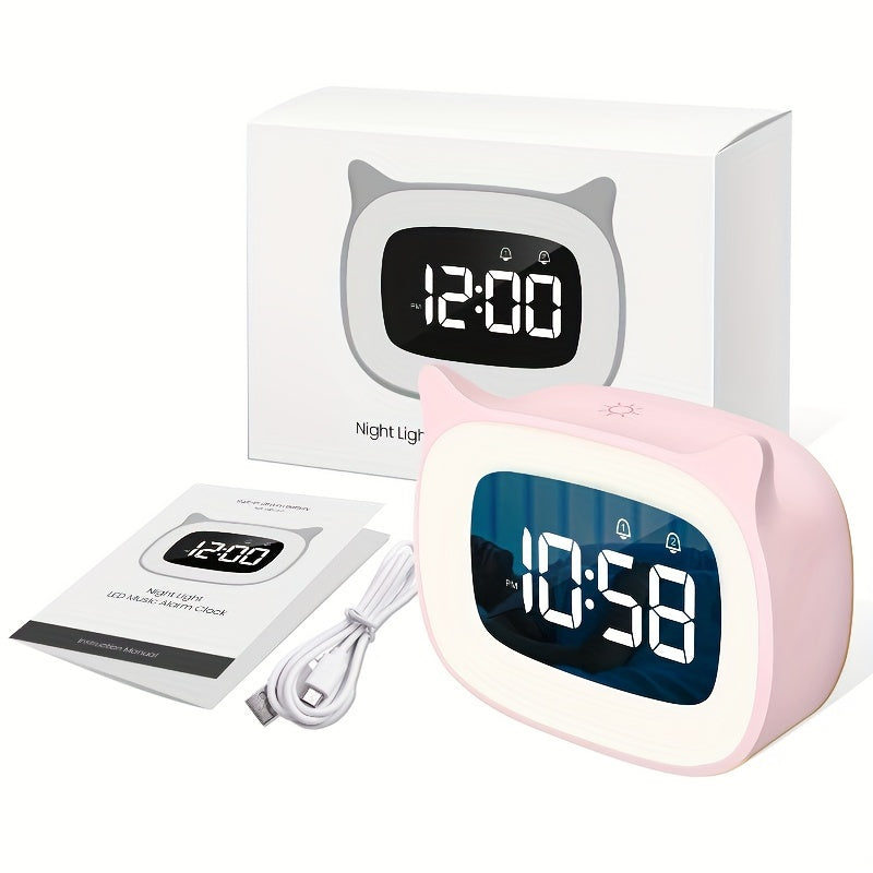 Skorter | KittyGlow - Cute Cat Ear Alarm Clock with Night Light