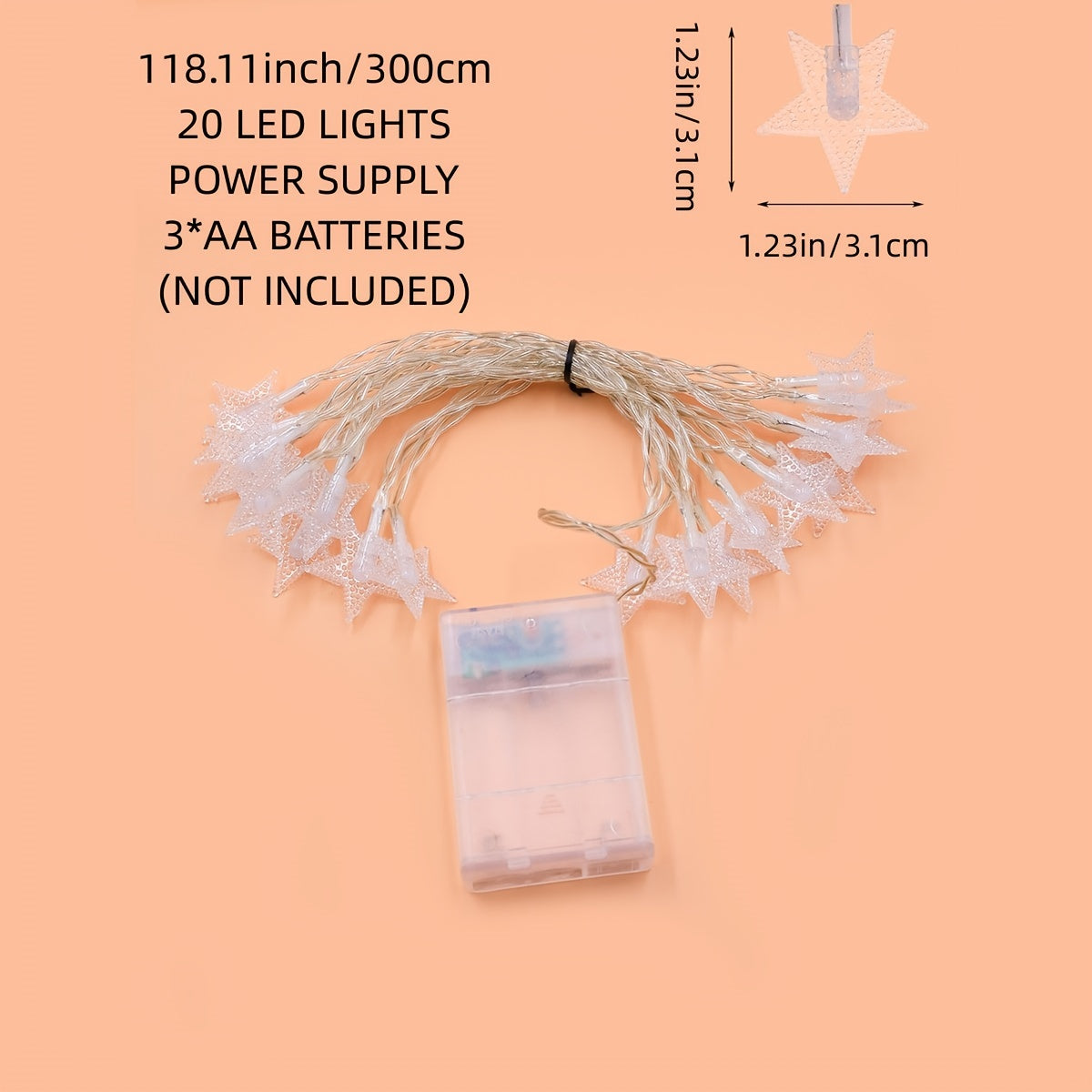 Skorter | LuxeGlow - Blue & White Stars LED String Lights on Batteries, Perfect