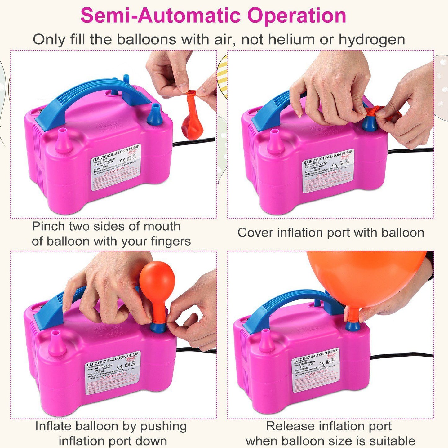 Skorter | Electric Balloon Pump 600W Balloon Blower Inflator Double Nozzle