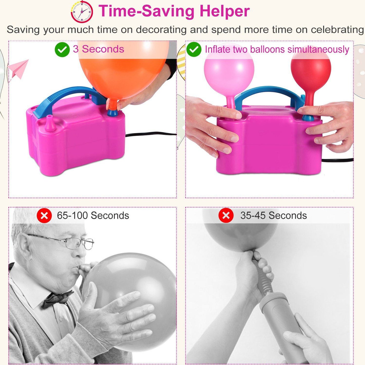 Skorter | Electric Balloon Pump 600W Balloon Blower Inflator Double Nozzle
