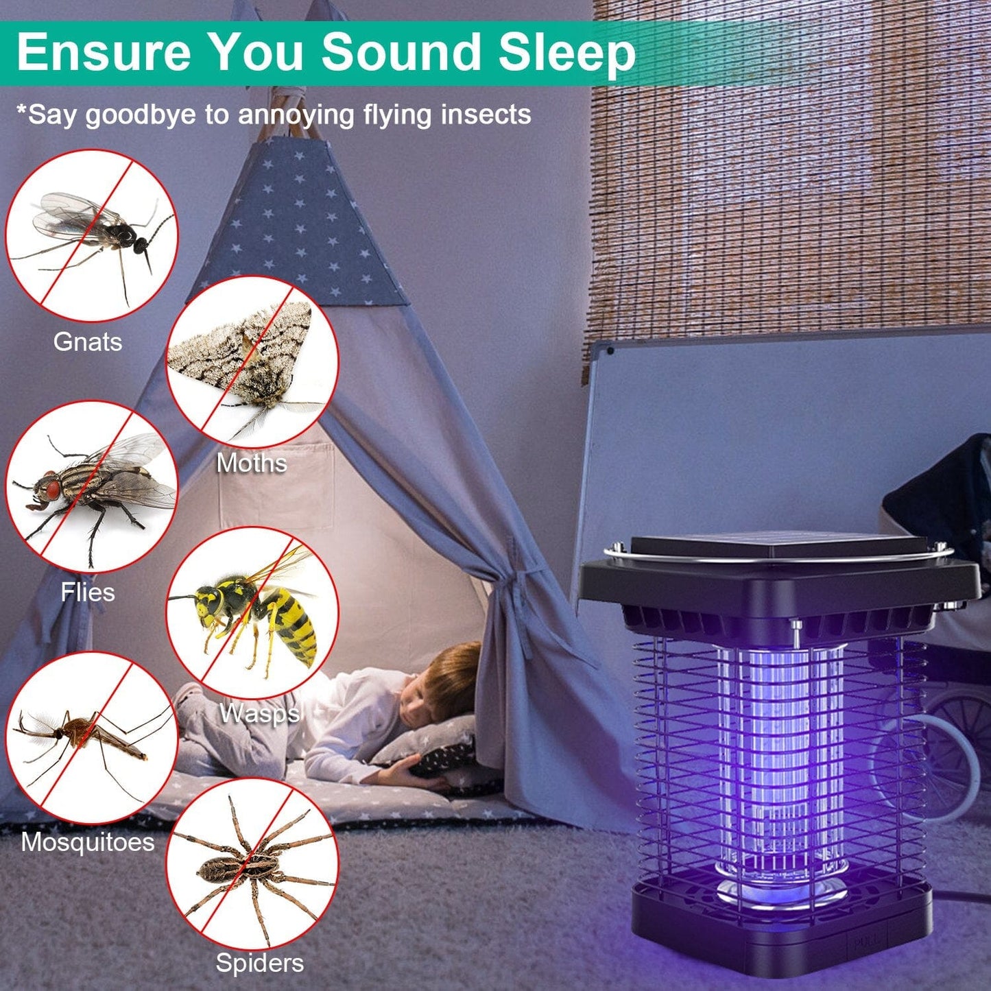 Skorter | Electric solar-powered insect zapper lamp IP65 waterproof for indoor and outdoor