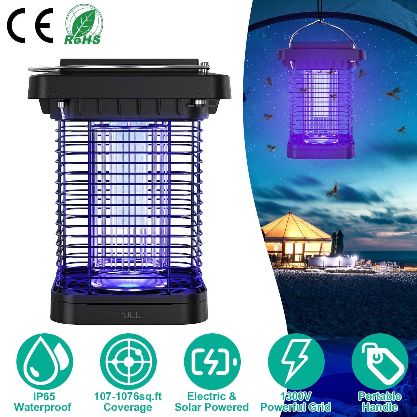 Skorter | Electric solar-powered insect zapper lamp IP65 waterproof for indoor and outdoor