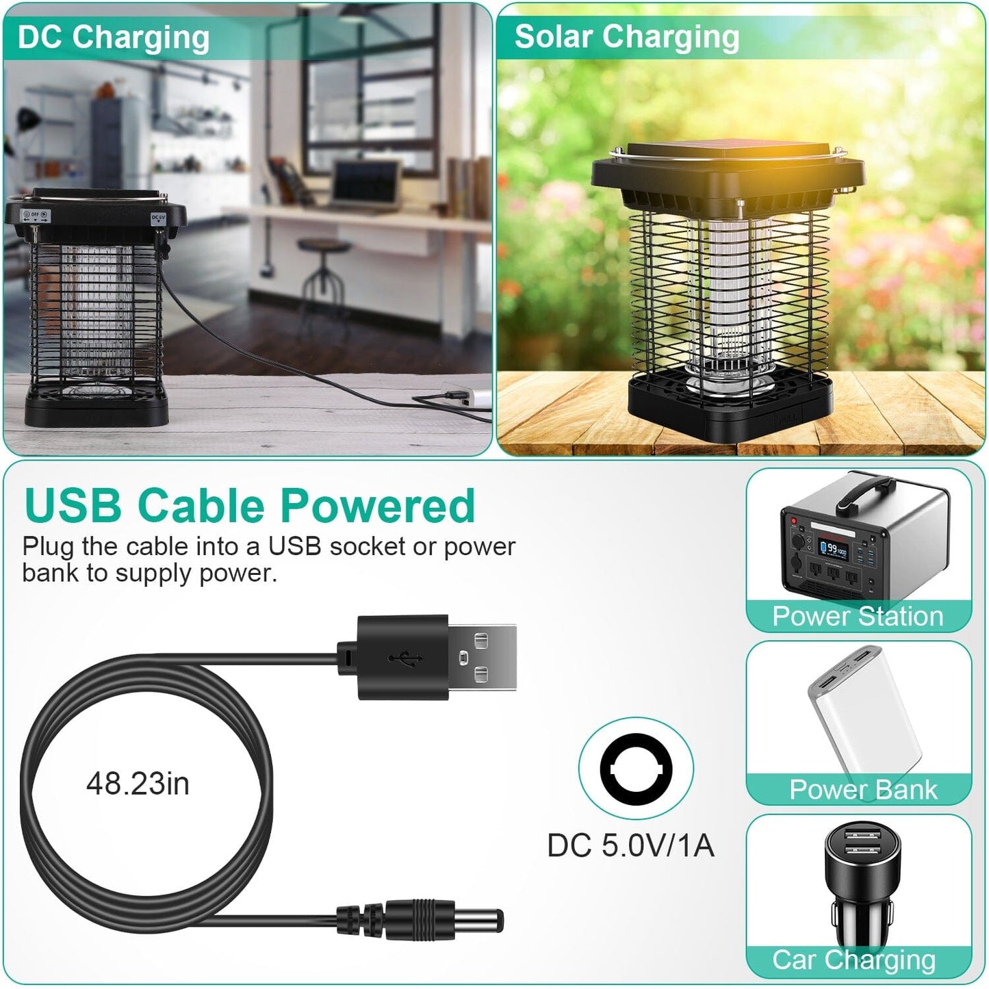 Skorter | Electric solar-powered insect zapper lamp IP65 waterproof for indoor and outdoor