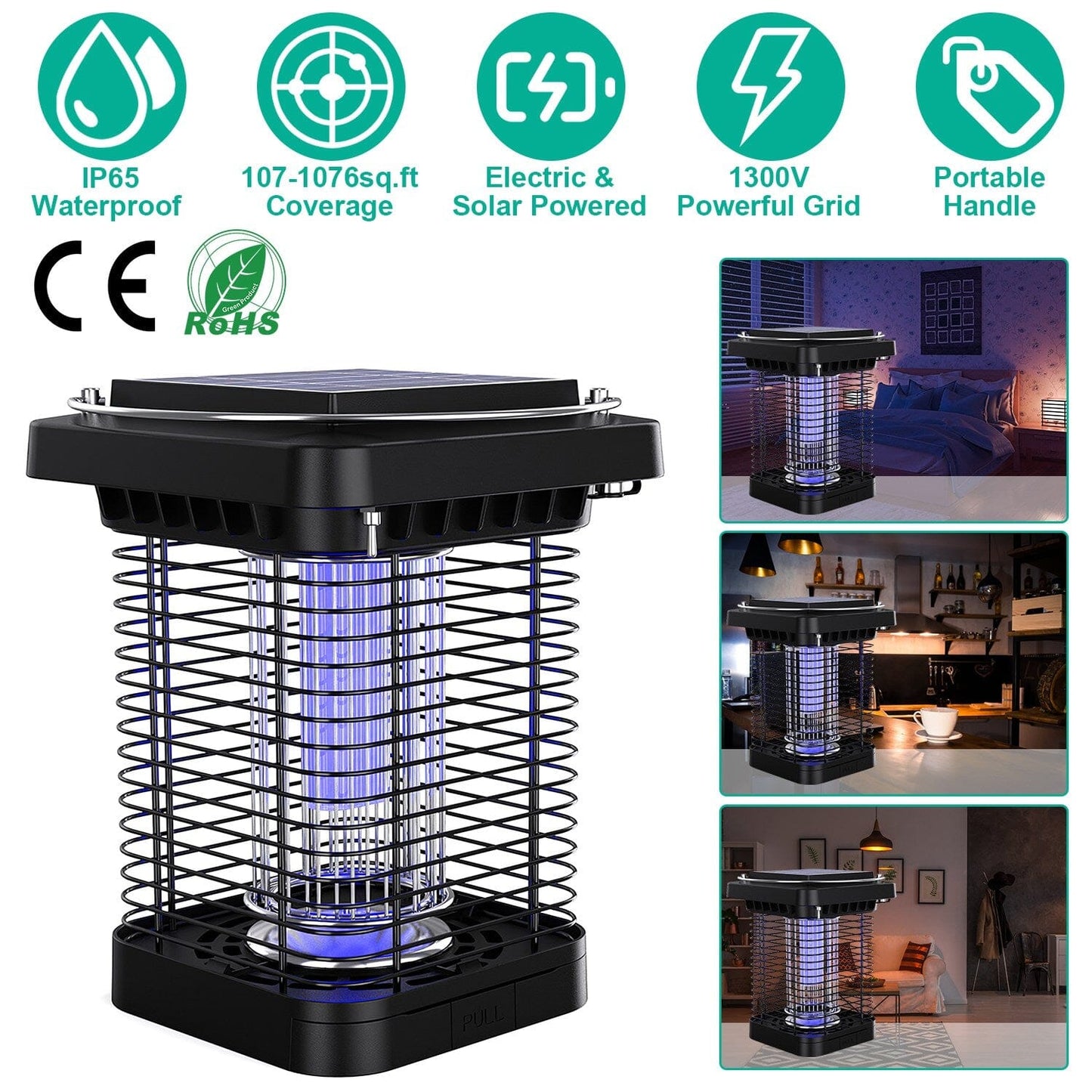 Skorter | Electric solar-powered insect zapper lamp IP65 waterproof for indoor and outdoor