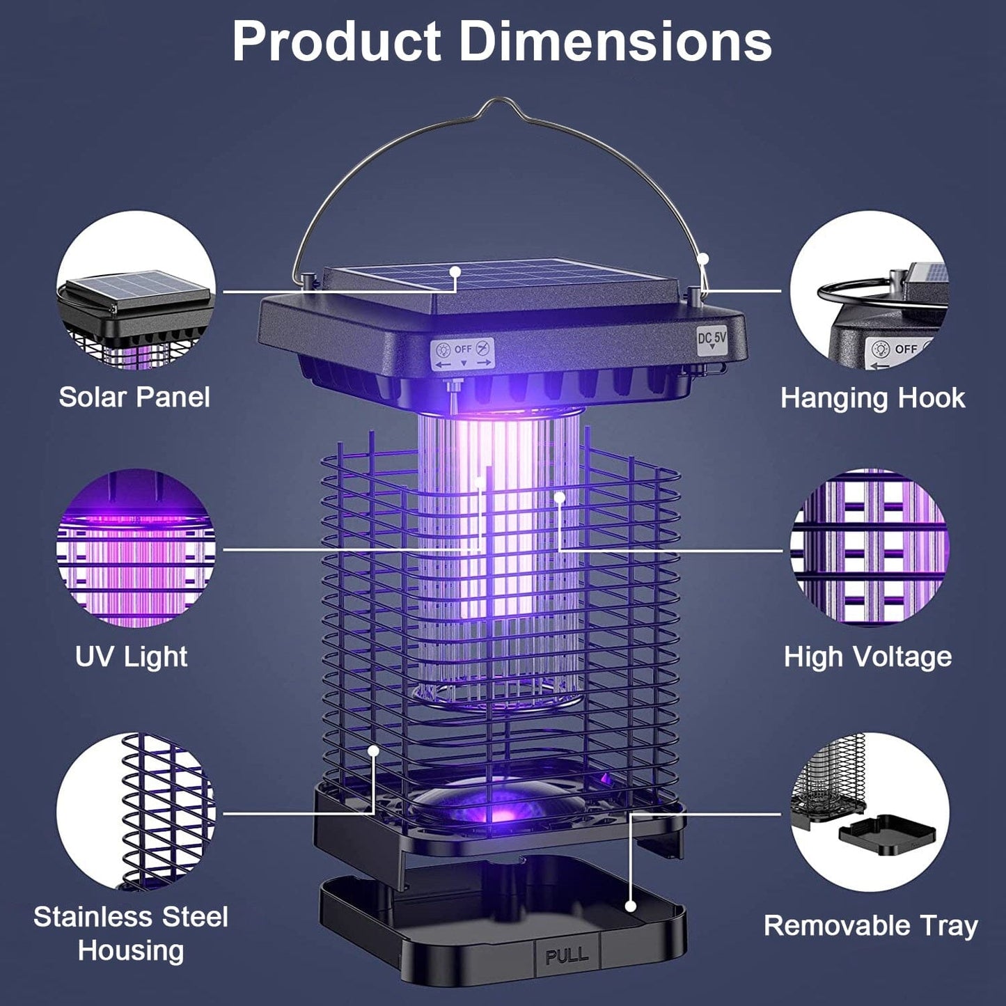 Skorter | Electric solar-powered insect zapper lamp IP65 waterproof for indoor and outdoor