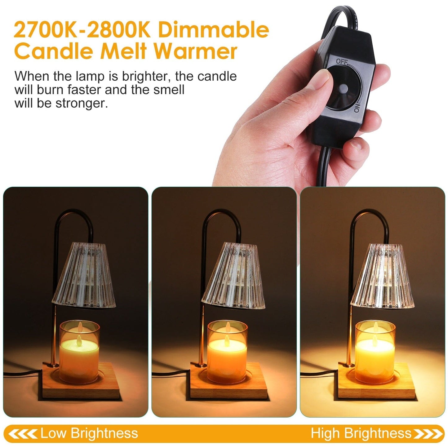Skorter | Electric wax melter lamp dimmable with 2 GU10 bulbs 3-7in adjustable height 360º rotatable