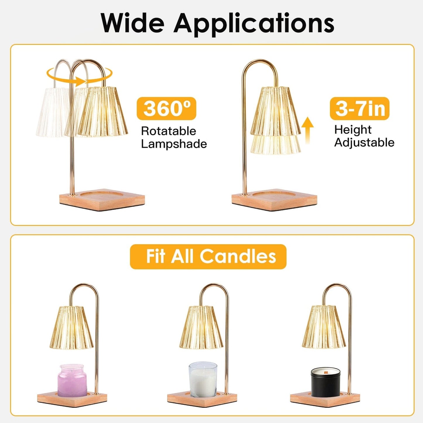 Skorter | Electric wax melter lamp dimmable with 2 GU10 bulbs 3-7in adjustable height 360º rotatable
