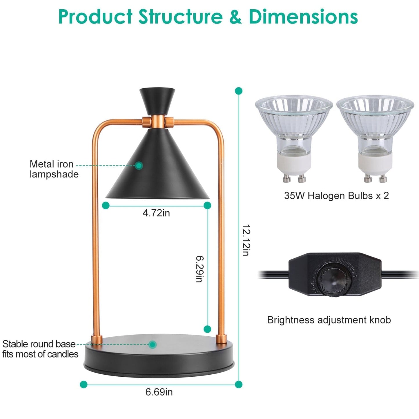 Skorter | Electric wax melting lamp dimmable with 2 GU10 bulbs