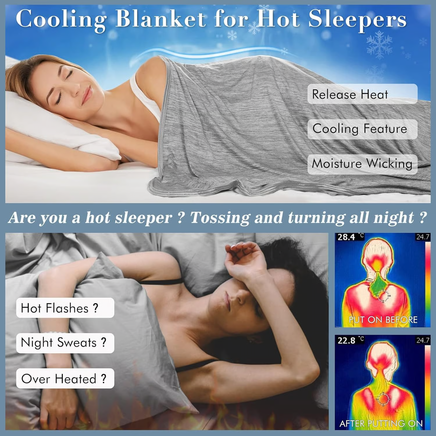 Skorter | The Cold Blanket – Lightweight Summer Throw That Keeps You Cool, Dry & Rested All Night | Best Blanket for Hot Sleepers & Night Sweats