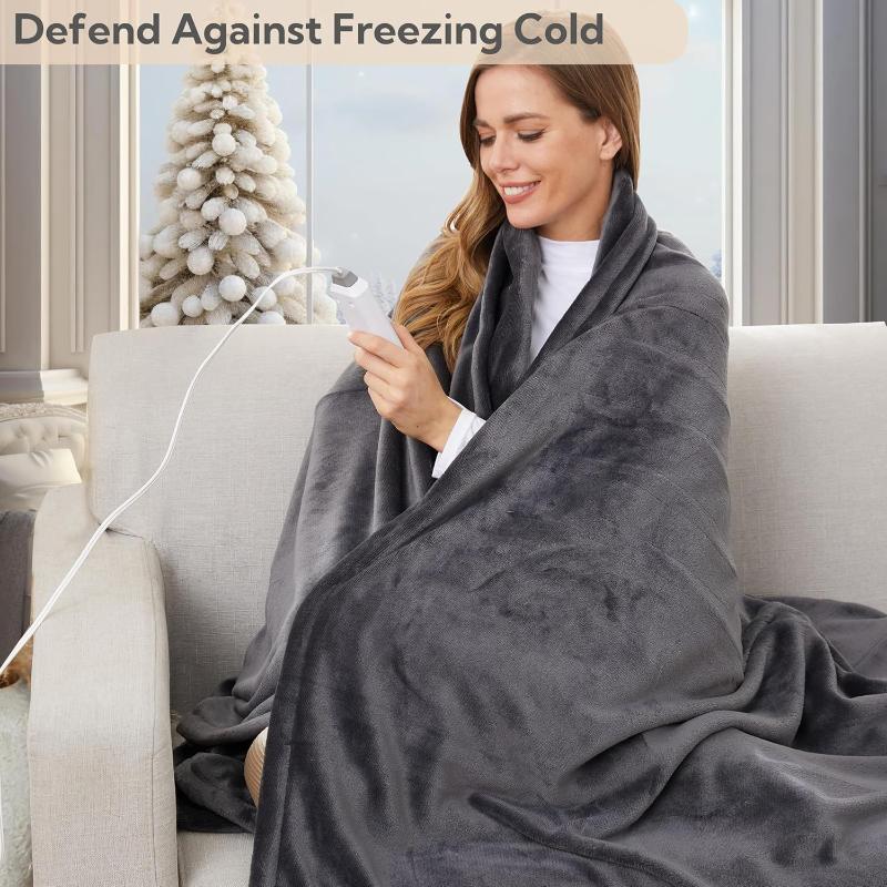 Skørter | Heated electric throw blanket, cozy flannel warming blanket with 4 heat levels