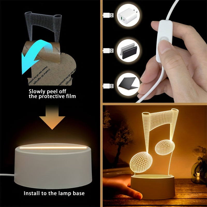 Skorter | LumiNote - Acrylic Music Note Night Light, 3D LED Frame, USB-Powered
