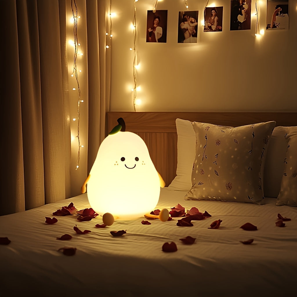 Skorter | PearGlow - USB Rechargeable Pear-Shaped LED Desk Lamp with Dimmable Features