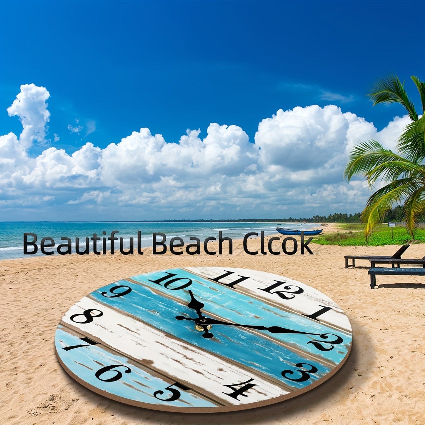 Skorter | Nautical Wall Clock - Silent Round Clock, Blue Theme for Outdoor and Indoor