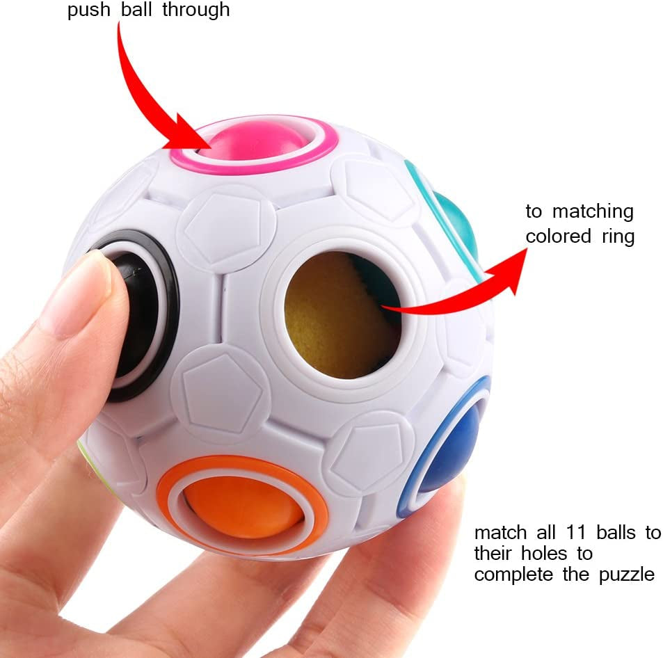 Skørter | Set with 2 Rainbow Puzzle Ball Cube Magic Rainbow Ball Puzzle Bundle Stress Fidget Ball Brain Teaser