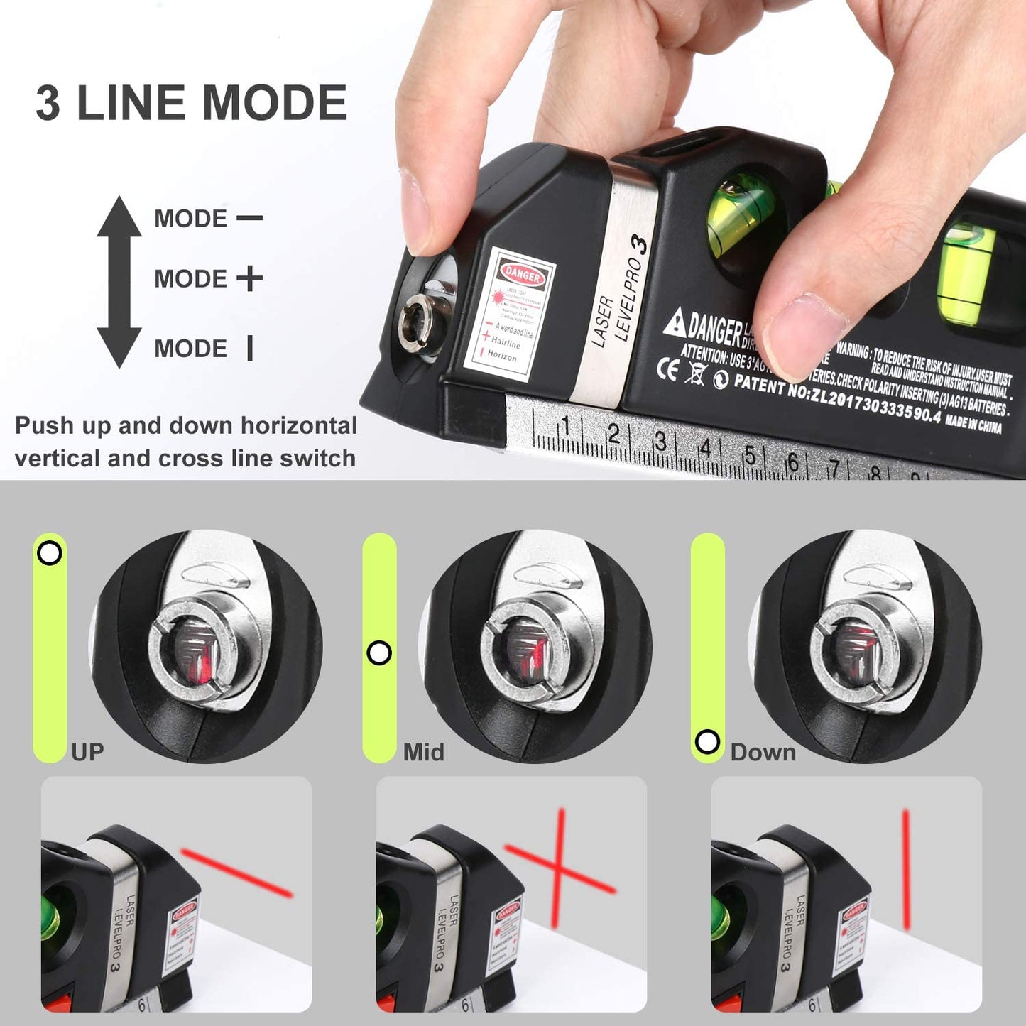 Skorter | Laser Level Ruler Multi-functional Household Infrared Decoration (Black)