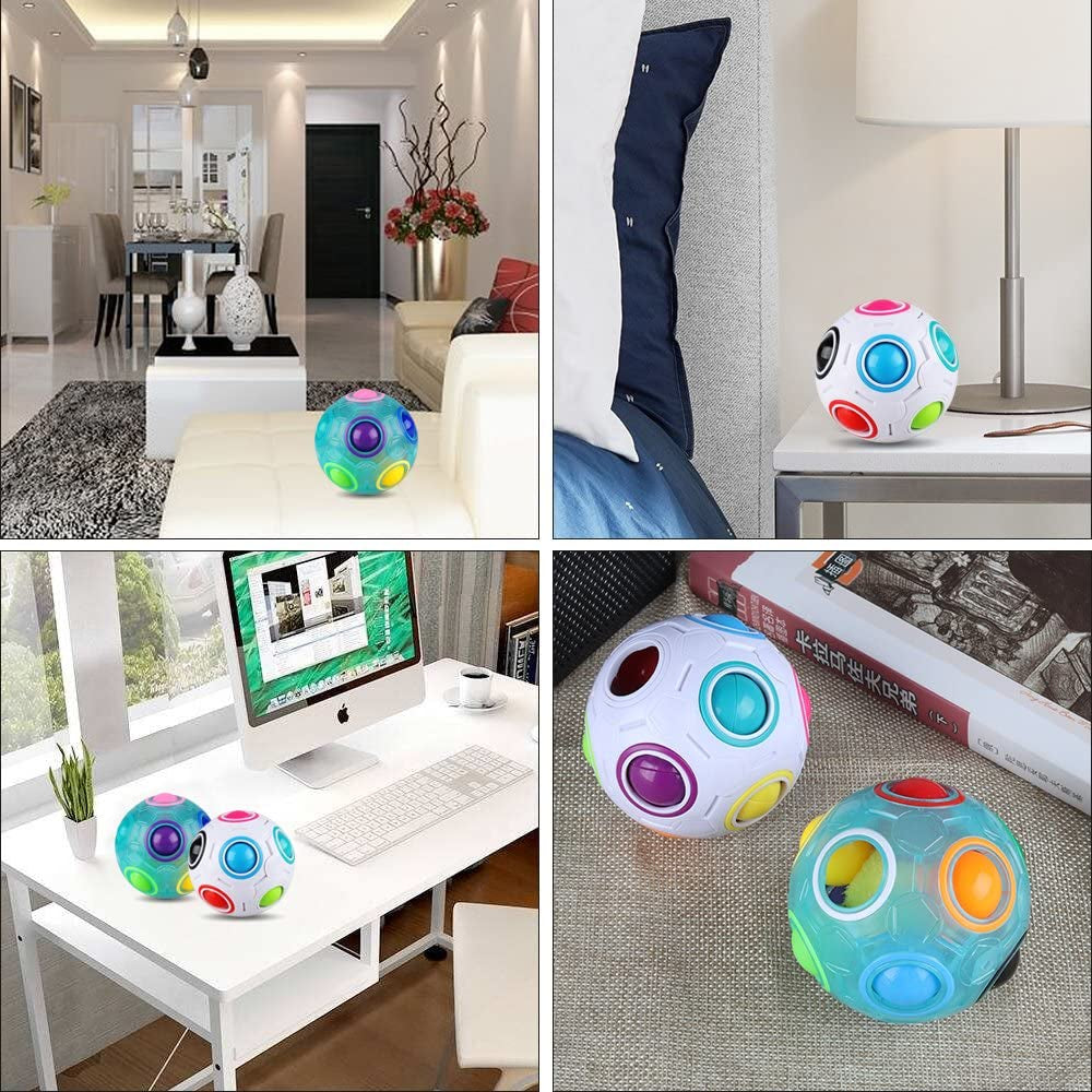 Skørter | Set with 2 Rainbow Puzzle Ball Cube Magic Rainbow Ball Puzzle Bundle Stress Fidget Ball Brain Teaser