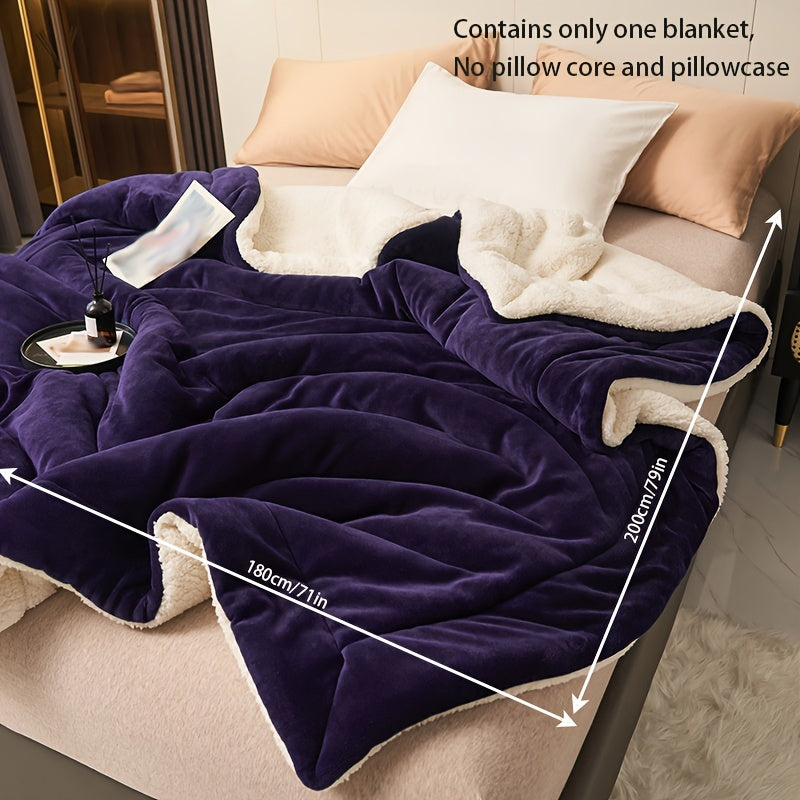 Skorter | Dark Purple Double-sided Blanket of Milk Fleece and Lambswool – Casual and Comfortable for Sofa and Bed