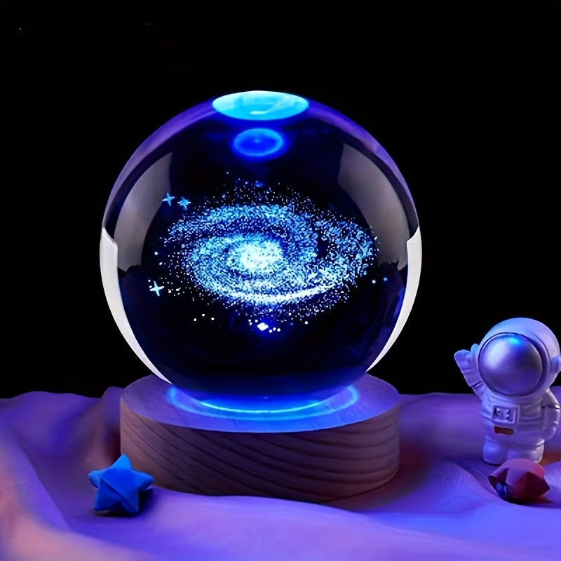 Skorter | LumiSphere - 3D Crystals Ball LED Night Lamp with Wooden Base