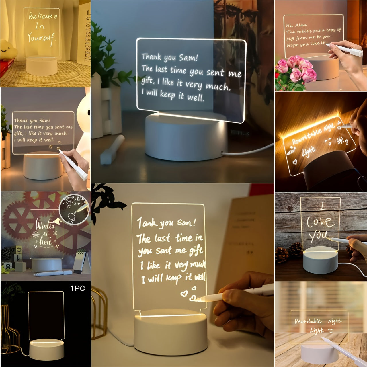 Skorter | LumiBoard - Modern LED Message Board Table Lamp with Pen