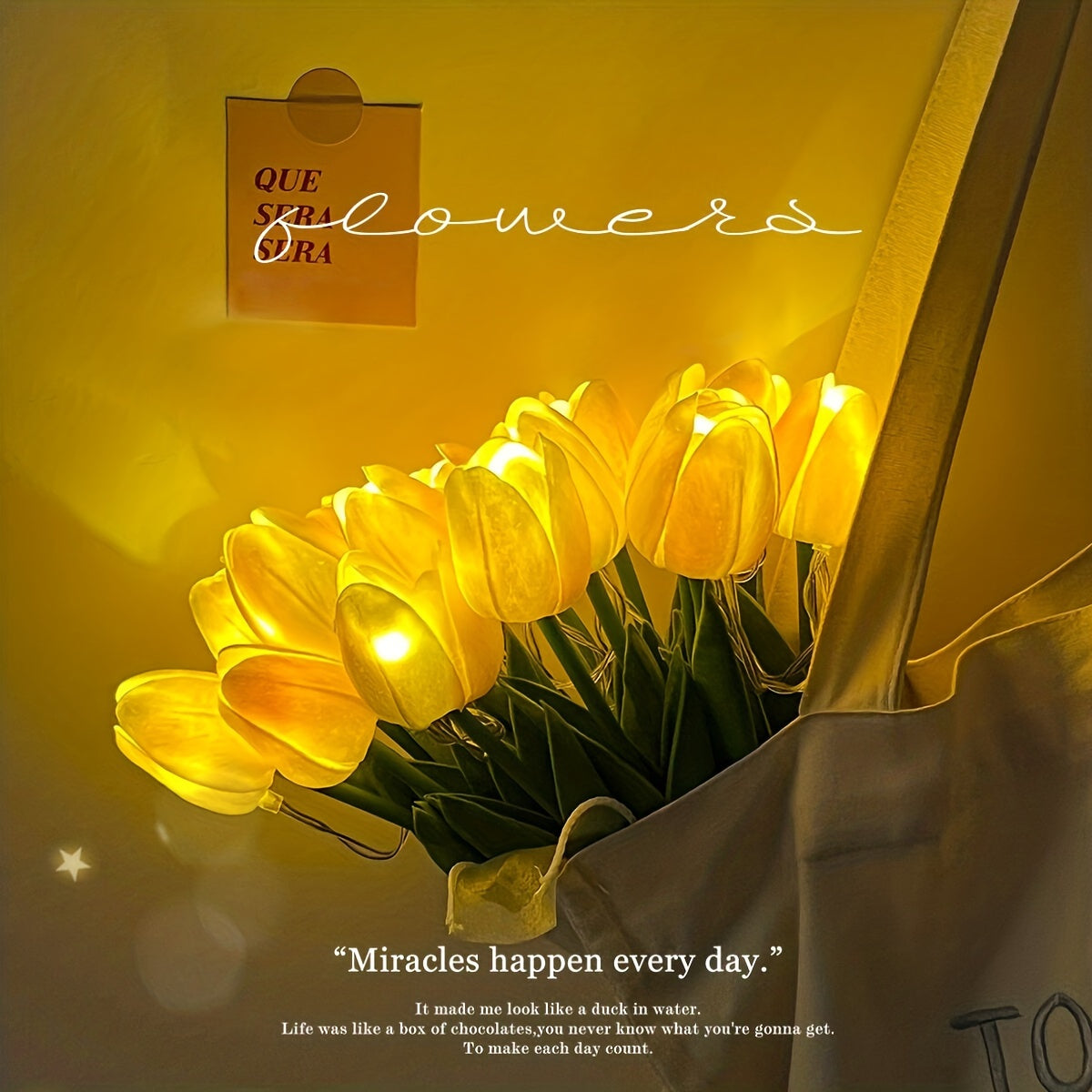 Skorter | LumiBloom - 10 Pieces Tulip LED Lamps, Handmade Bouquet Table Lamps, Perfect