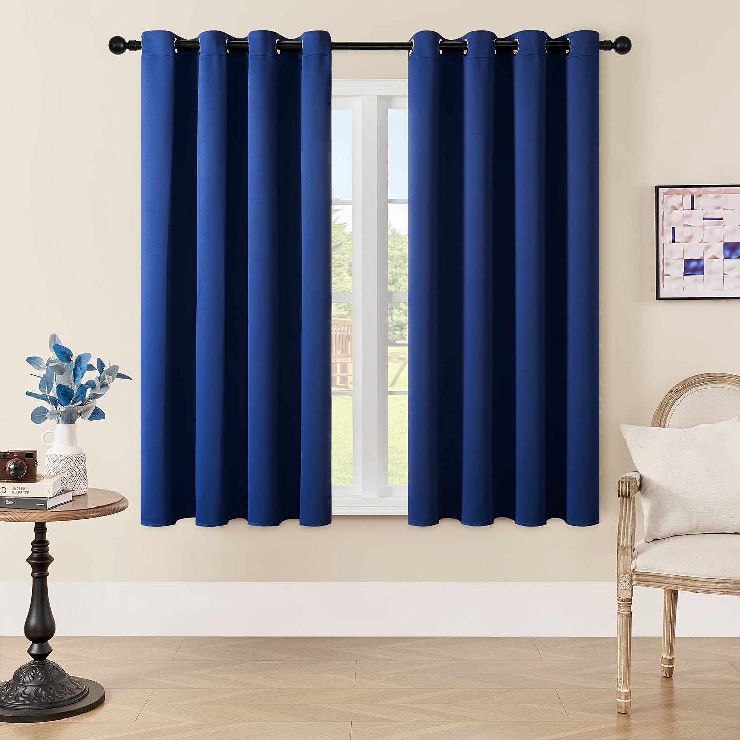 Skorter | Blackout Curtains - 2 Pieces Modern Polyester Curtains with Thermal Insulation and Rings