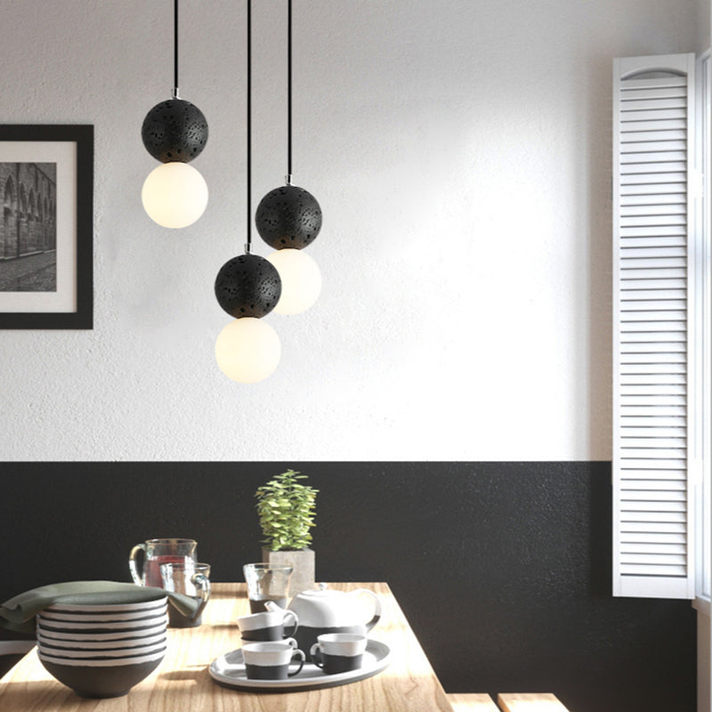 Skorter | Aurora Small Modern LED Ceiling Lamps - Black and White Glass for Dining Table