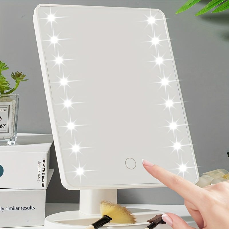 Skorter | 16LED Illuminated Makeup Mirror – Dual Power, With Touch Screen and Adjustable Brightness, USB Powered