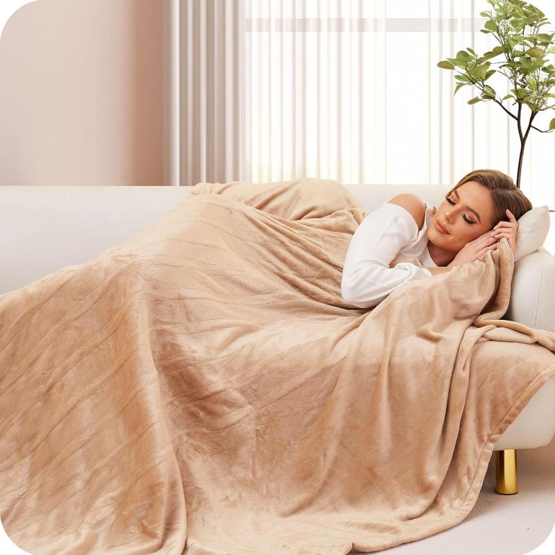 Skørter | Heated electric throw blanket, cozy flannel warming blanket with 4 heat levels