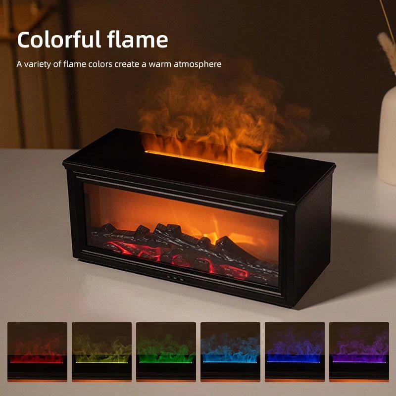 Skorter | FlameAura – Aromatherapy Fireplace Diffuser with 7 LED Colors