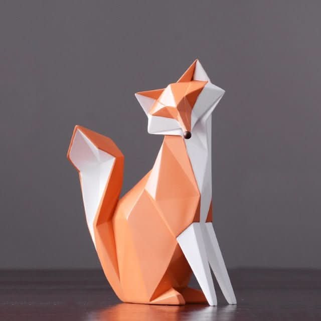 Skorter | Geometric Fox Figurine – Modern Resin Sculpture
