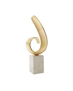 Skorter | Gold XL Curled Sculpture on Marble Base