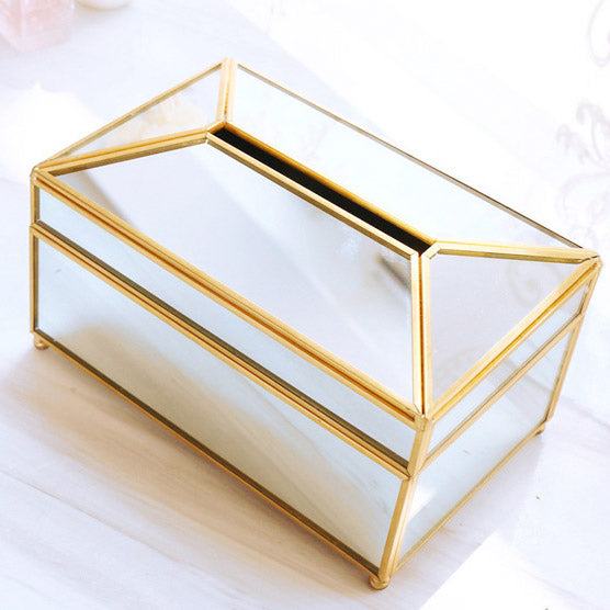 Skorter | Elegance Nordic Gold Lining Glass Tissue Box