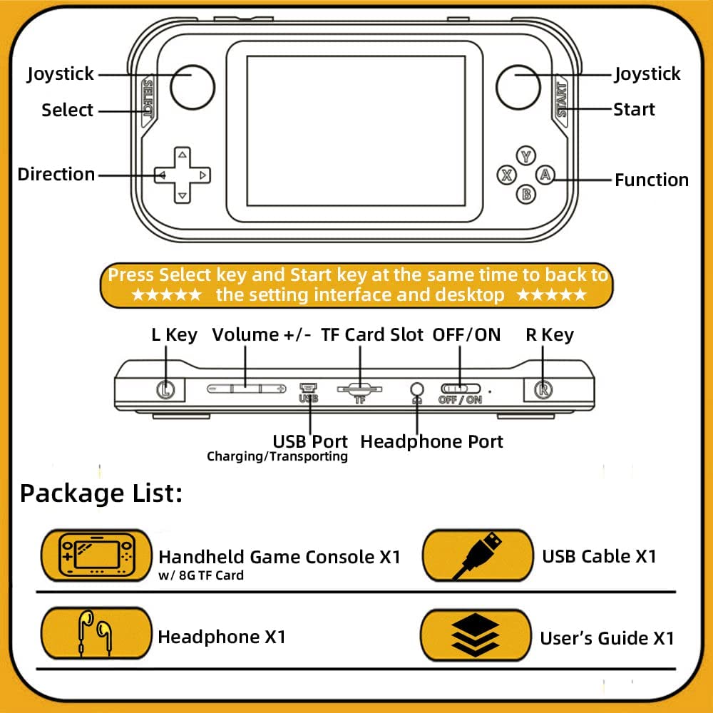 Skorter | Handheld Game Console 3.5 inch Mini Retro Game Player
