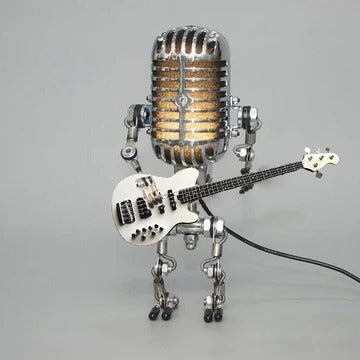 Skorter | Vintage Metal Microphone Robot With Guitar Lamp