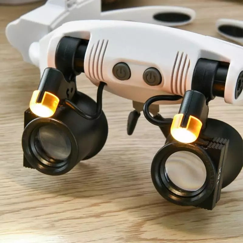 Skorter | Jeweler Headband Magnifying Glass 8 Lens LED Light Glasses