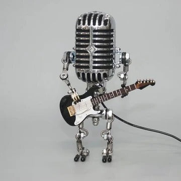 Skorter | Vintage Metal Microphone Robot With Guitar Lamp