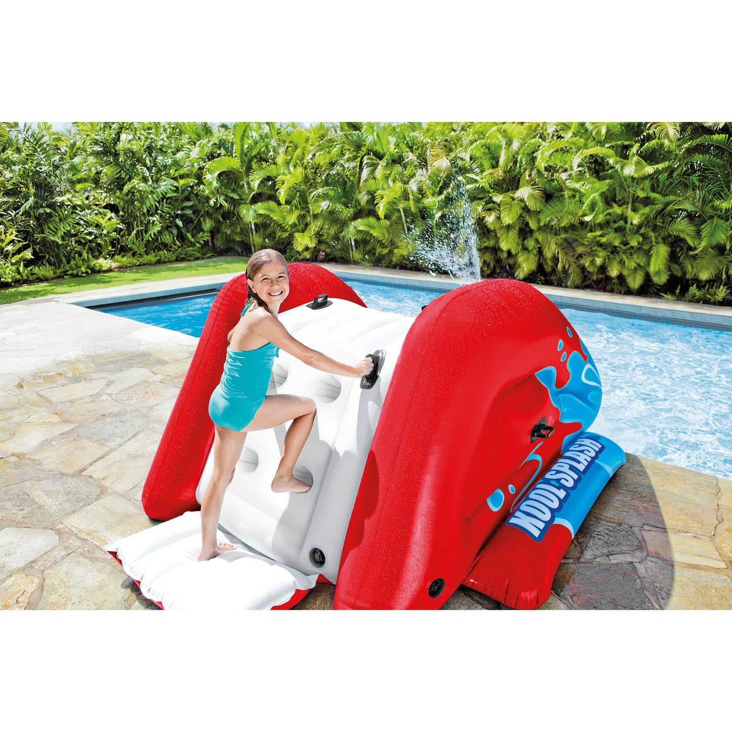 Kool Splash Inflatable Water Slide Center w/ Sprayer, Red