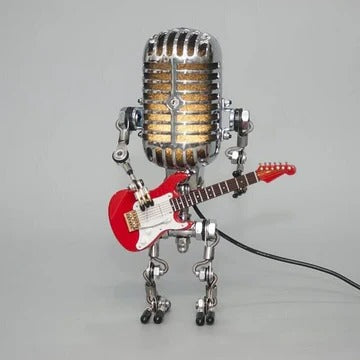Skorter | Vintage Metal Microphone Robot With Guitar Lamp