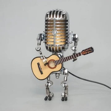 Skorter | Vintage Metal Microphone Robot With Guitar Lamp